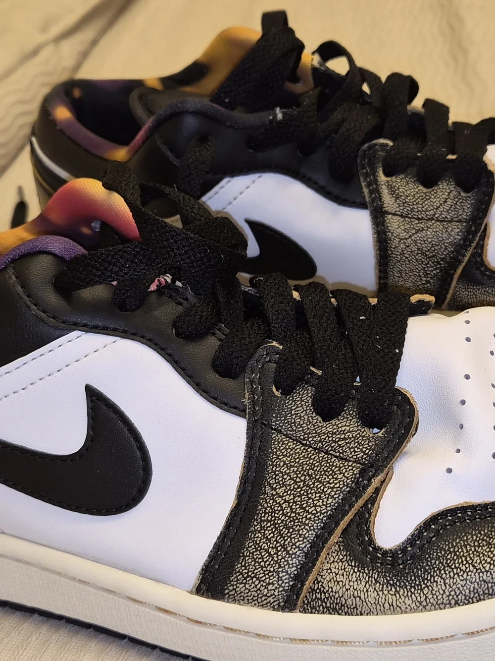 Nike Low Top Sneakers in White, Black & Gold Accent